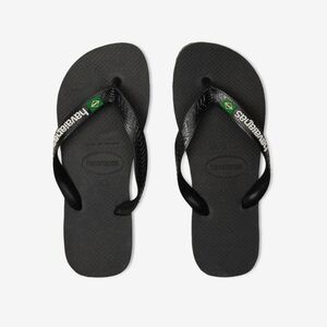 NWT Havaianas Brazil Logo Unisex Flip Flops Black Size 9/10 See Description